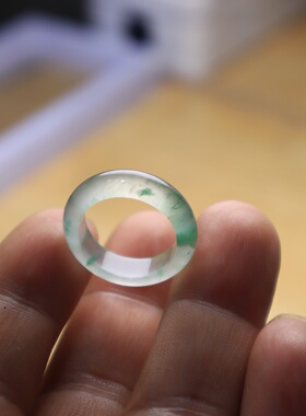 17号冰种戒指阳绿色飘花非洲翠玉戒男女款飘绿指环尾戒扳指送礼