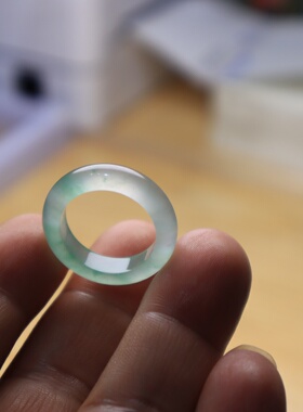 17号冰种戒指阳绿色飘花非洲翠玉戒男女款飘绿指环尾戒扳指送礼