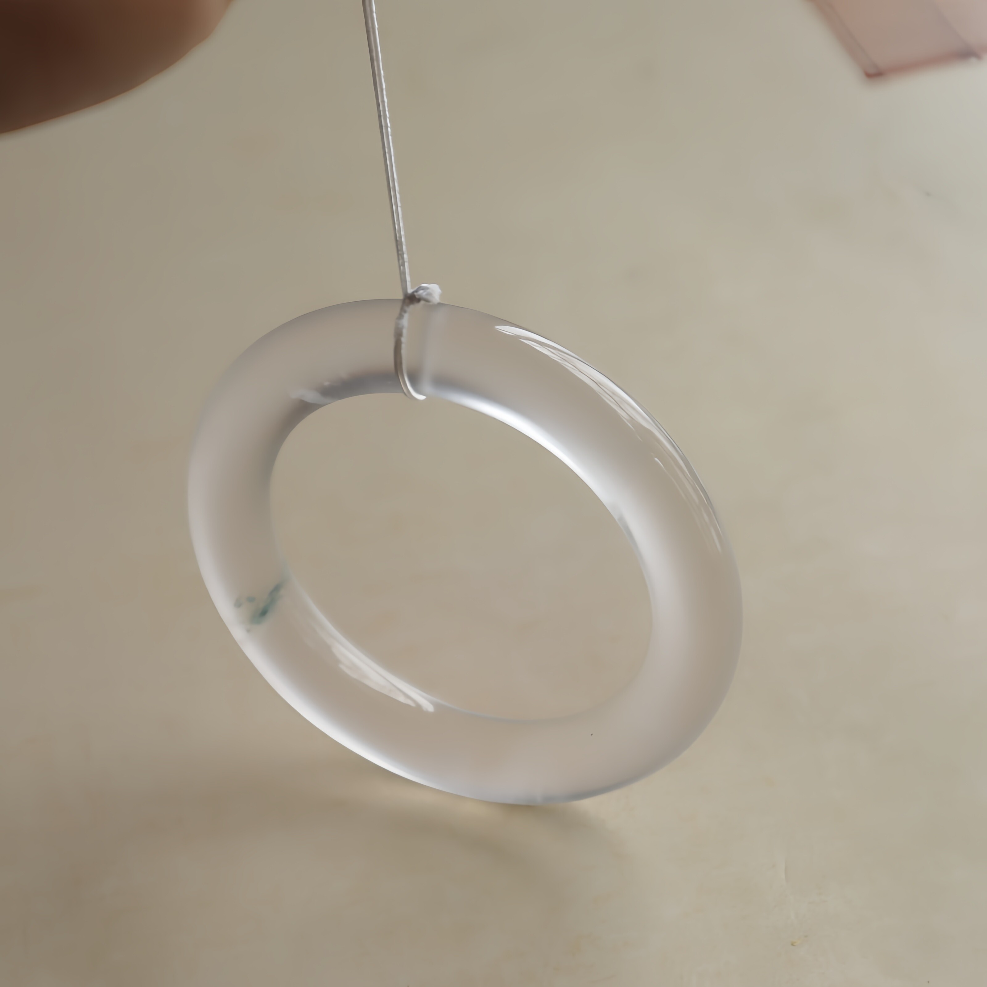 52圈天然高冰种白冰玻璃种原色无优化缅甸水沫玉细圆条手镯