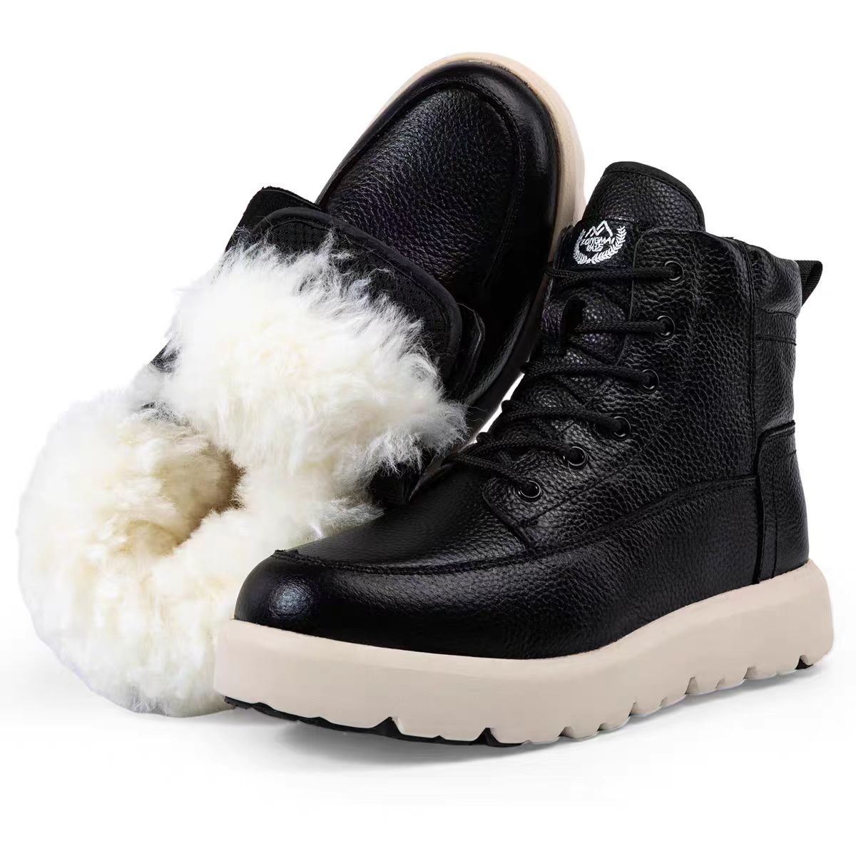 新款羊毛棉鞋雪地靴男女羊皮毛一体牛皮大棉鞋冬季加厚羊毛靴高帮