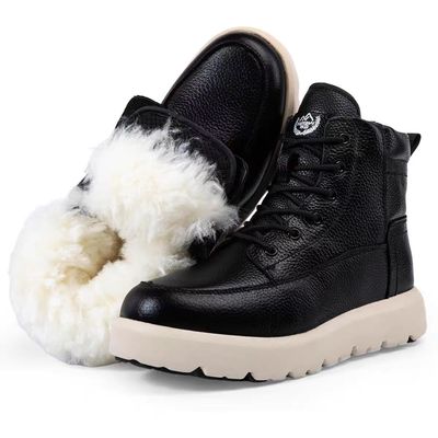 新款羊毛棉鞋雪地靴男女羊皮毛一体牛皮大棉鞋冬季加厚羊毛靴高帮