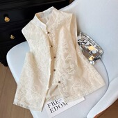 新中式 复古盘扣坎肩外搭上衣 国风气质唐装 轻薄无袖 马甲背心女夏季