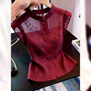 法式高级感小众简约立领百搭上衣女2026夏季新款显瘦气质减龄衬衫