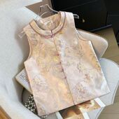 国风提花盘扣遮肉女百搭显瘦外穿上衣 马甲中式 新款 民族风新中式