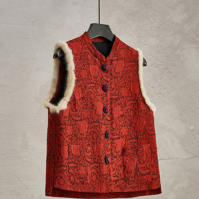 大红色秋冬叠穿夹棉坎肩喜庆马夹背心女2026新款新中式中国风马甲