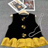 新中式 坎肩高级感气质显白气质上衣秋 国风丝绒拼接马甲女盘扣无袖