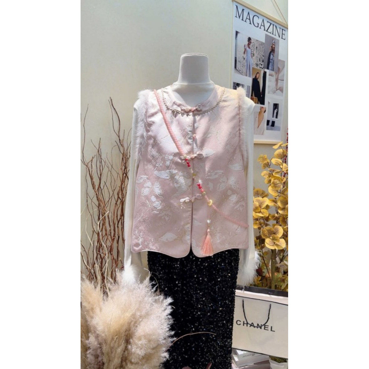 年轻款减龄高级感夹棉保暖背心2026春新款粉色印花新中式国风马甲,女装/女士精品,马夹,淘宝优惠券,粉丝福利购,淘宝优惠卷