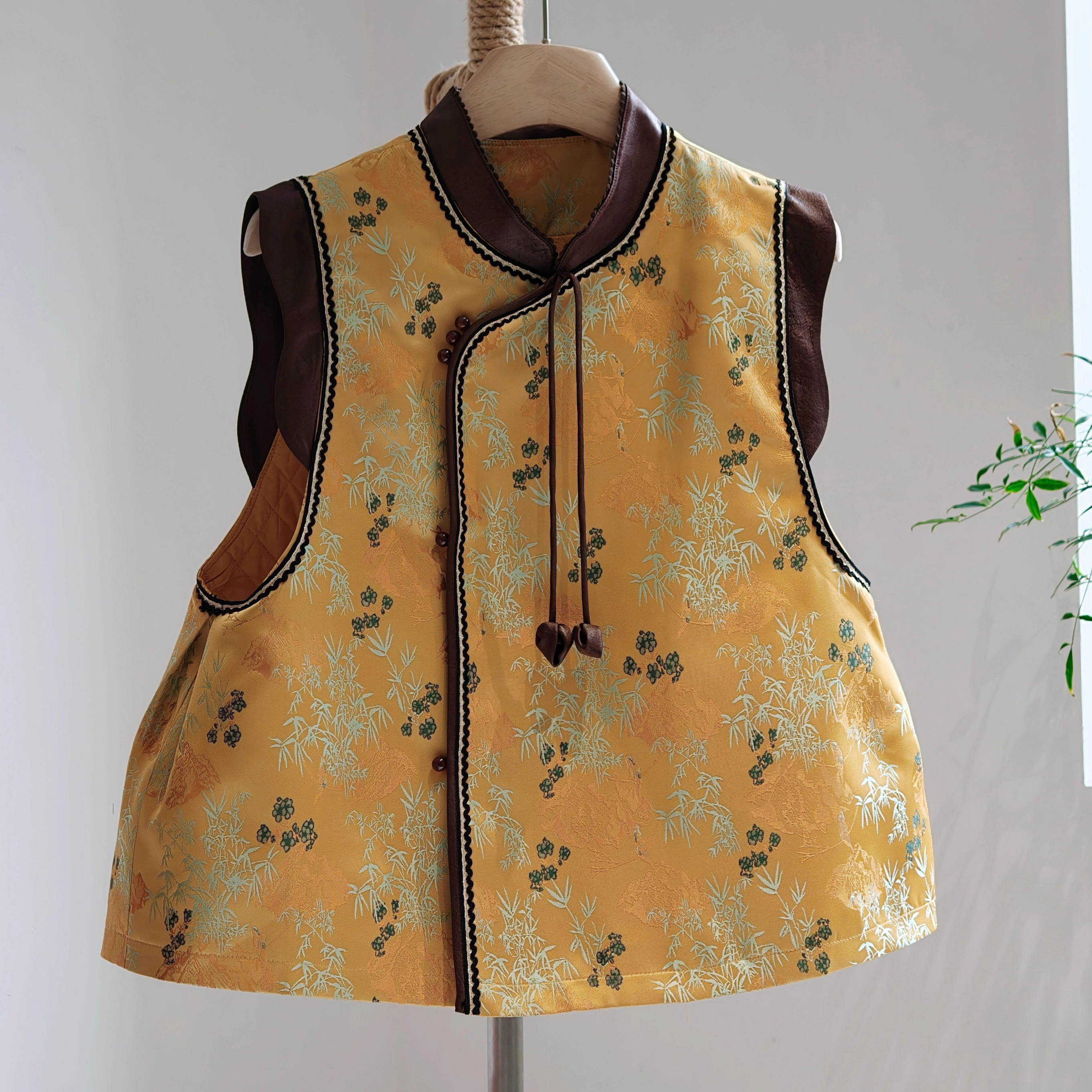 秋季新款2025年背心提花无袖马夹新中式马甲无袖国风上衣外搭女潮