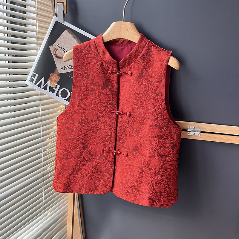 春季新款高级感无袖百搭马甲新中式国风盘扣马夹上衣坎肩背心女,女装/女士精品,马夹,淘宝优惠券,粉丝福利购,淘宝优惠卷