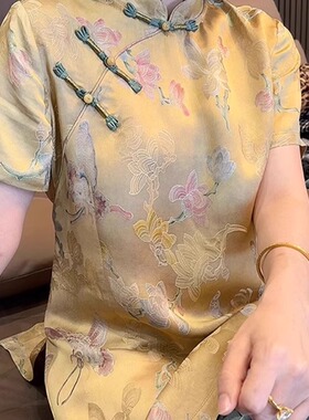 新中式黄色改良旗袍小衫小衫2026新款夏高端国风独特漂亮短袖衬