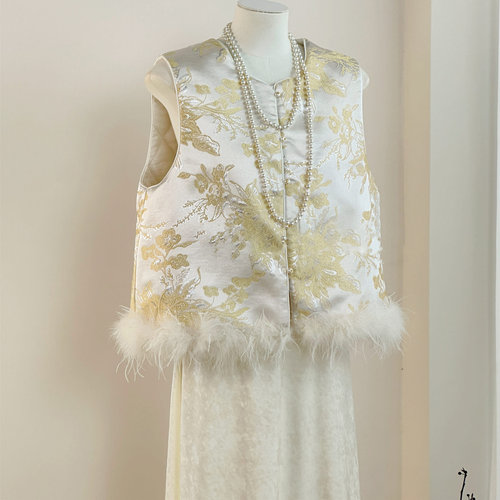 2025秋冬新款独特漂亮叠穿马甲女新中式上衣女装加棉加厚保暖上衣