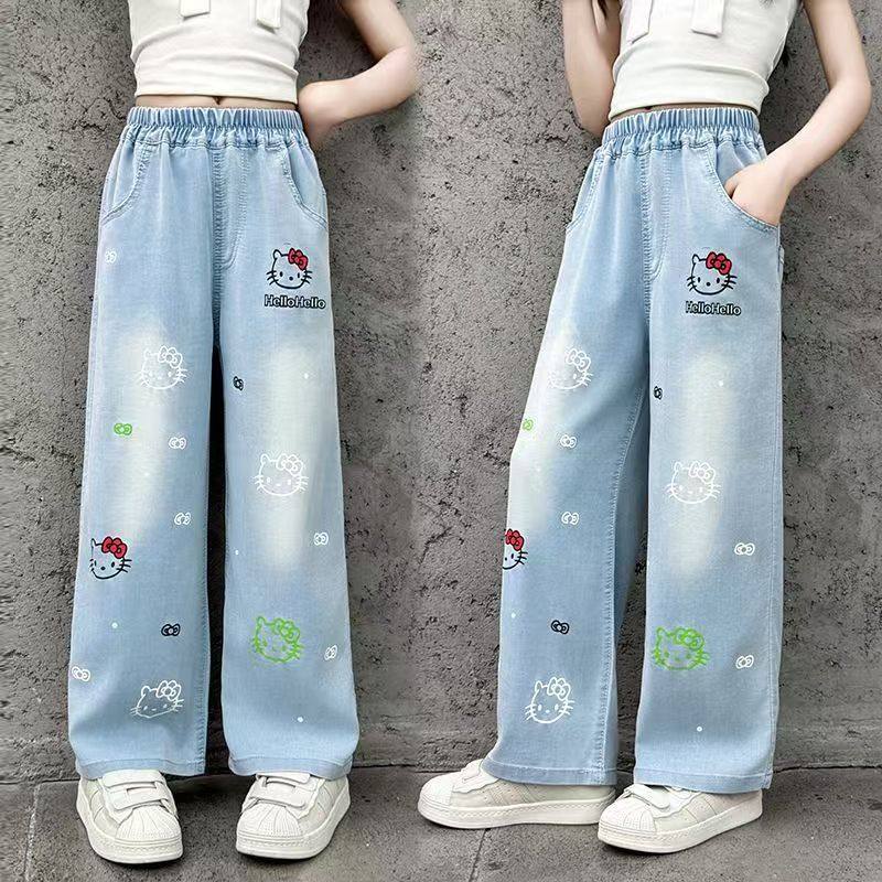 女童牛仔裤春秋新款时尚百搭2025宽松薄款童装潮流女童牛仔阔腿裤