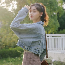 ins上衣潮bf小个子 韩版 二八月牛仔外套女短款 宽松百搭2019春秋装