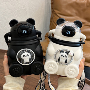 显温儿童保温杯女生学生上学专用吸管杯男孩大容量食品级316杯子