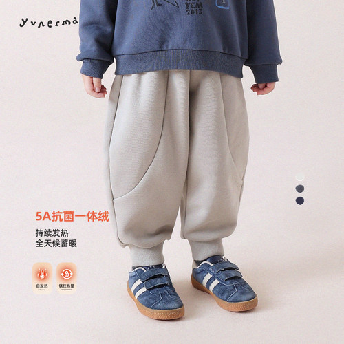 允儿妈男童冬季加绒加厚卫裤长裤