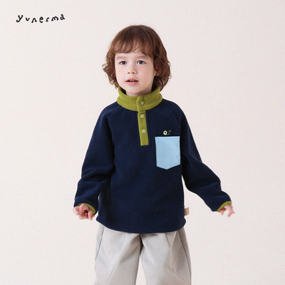 允儿妈男童冬季加绒加厚刺绣卫衣