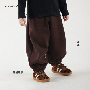 允儿妈男童冬季加绒加厚束口运动裤男孩保暖休闲裤儿童棉裤卫裤潮