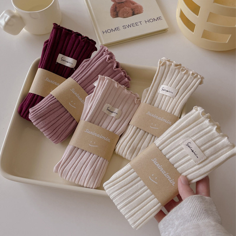 宽松敞口不勒脚木耳松口月子袜秋