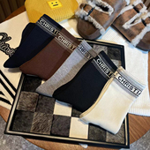 冬天搭配鲨鱼裤 袜子女高筒袜外穿潮网红款 2025新款 高端奢侈品字母