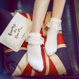 夏季 袜子女花边日系蕾丝短袜公主森系中筒白色舞蹈袜全棉学生 薄款