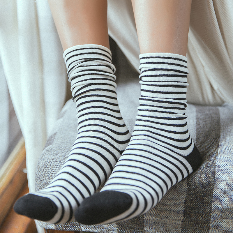 日韩ins全棉棒球百搭女堆堆袜