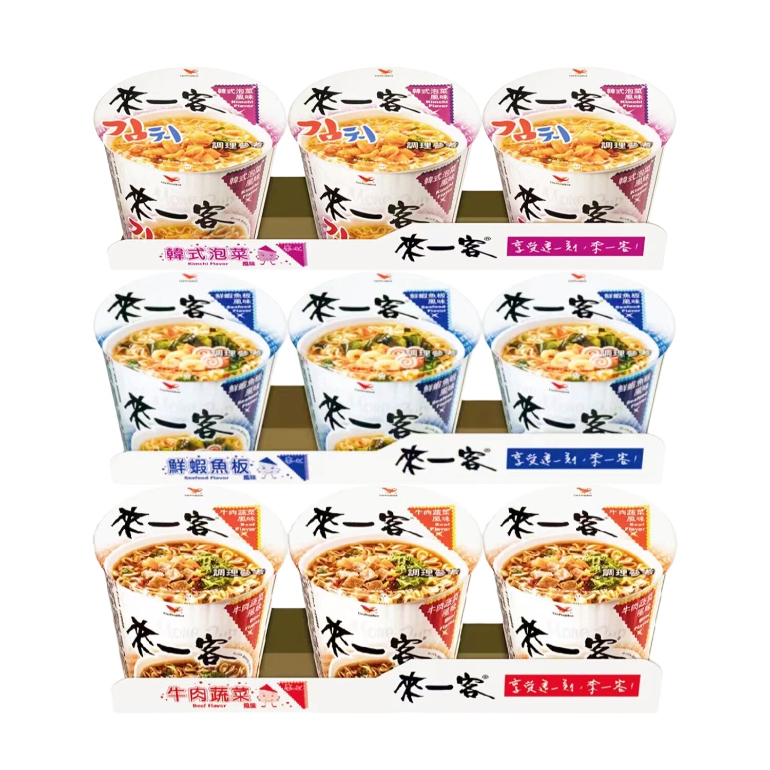 12杯价格台湾统一来一客韩式泡菜肉燥鲜虾京炖肉骨川辣牛点心泡面