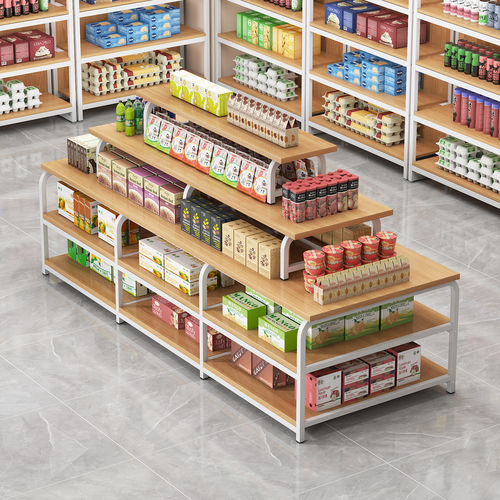 中岛流水台文创店陈列置物超市便利店货架零食产品多层堆头展示柜