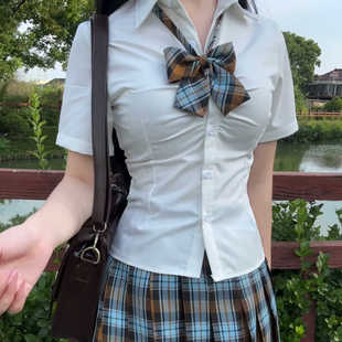 织野鹿JK制服套装收腰衬衫套装日系辣妹衬衣学院风上衣百褶裙夏季