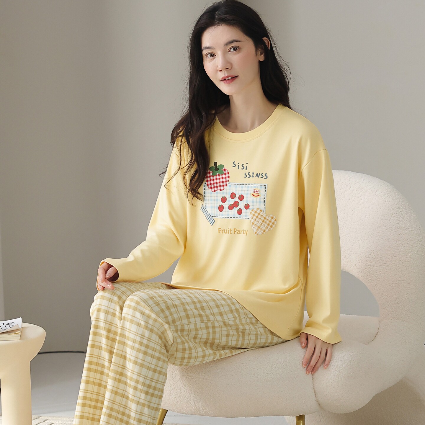 安舒媛春秋季纯棉睡衣女长袖长裤卡通家居服套装可外穿超柔软大码
