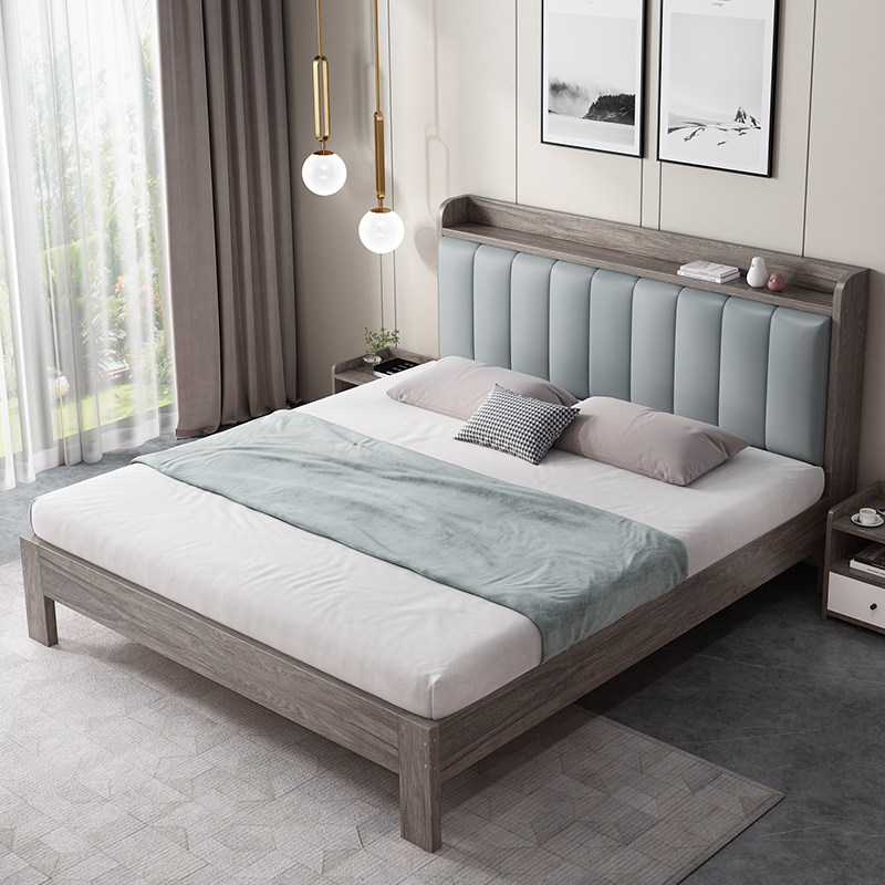 简约现代双人实木床大床