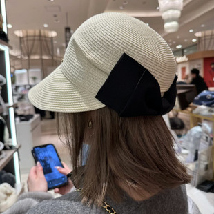 日本ca4la防晒帽可折叠草帽鸭舌帽大檐遮阳帽子蝴蝶结百搭显脸小