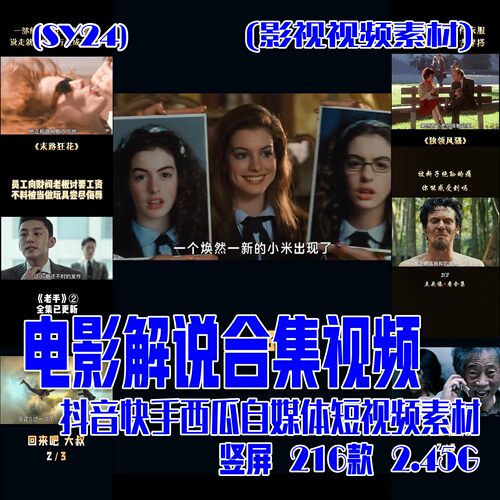 (SY24) 电影解说素材（成品）成品影视素材 竖屏 216款 2.45G