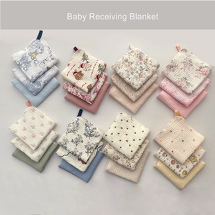 出口韩国婴儿洗脸方巾纯棉纱布复古纯色手绢幼儿园擦手洗澡口水巾