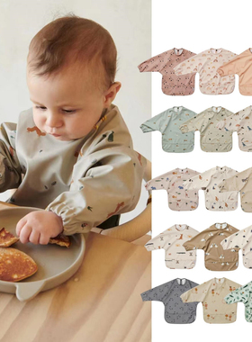 韩国儿童防水反穿衣围兜吃饭罩衣超软PU防水饭兜防脏喂饭画画护衣