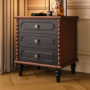 复古床头柜高款 白蜡木中古风卧室床头边柜双拼色高级感三抽床边柜