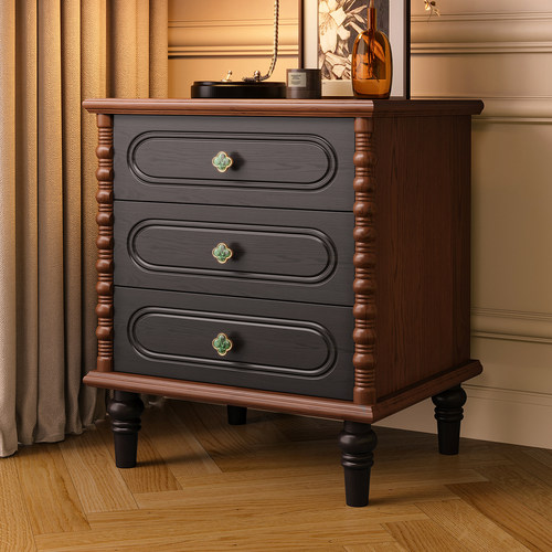 苏娅叙事法式复古实木床头柜高款