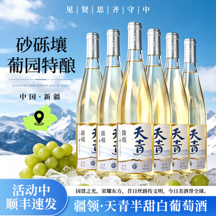 疆领天青白新疆葡萄酒半甜型8度威代尔砂砾壤750ml*6瓶半甜白整箱