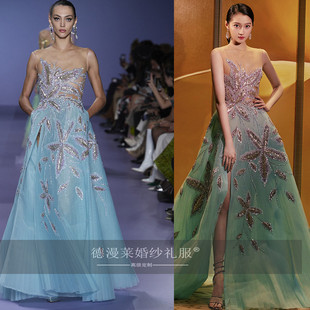 奢华绿色气质成人礼高级晚礼服 Georges Hobeica关晓彤明星同款