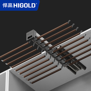 悍高顶装双排裤架高级灰18杆挂衣物西裤液压缓冲抽拉裤架太空铝