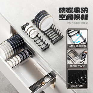 悍高橱柜碗碟架柜内台面可调碗碟架厨房收纳碗碟篮沥水碗架