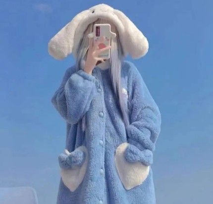 情侣睡衣秋冬季加厚珊瑚绒女士长袖毛绒男士草莓熊睡袍家居服套装