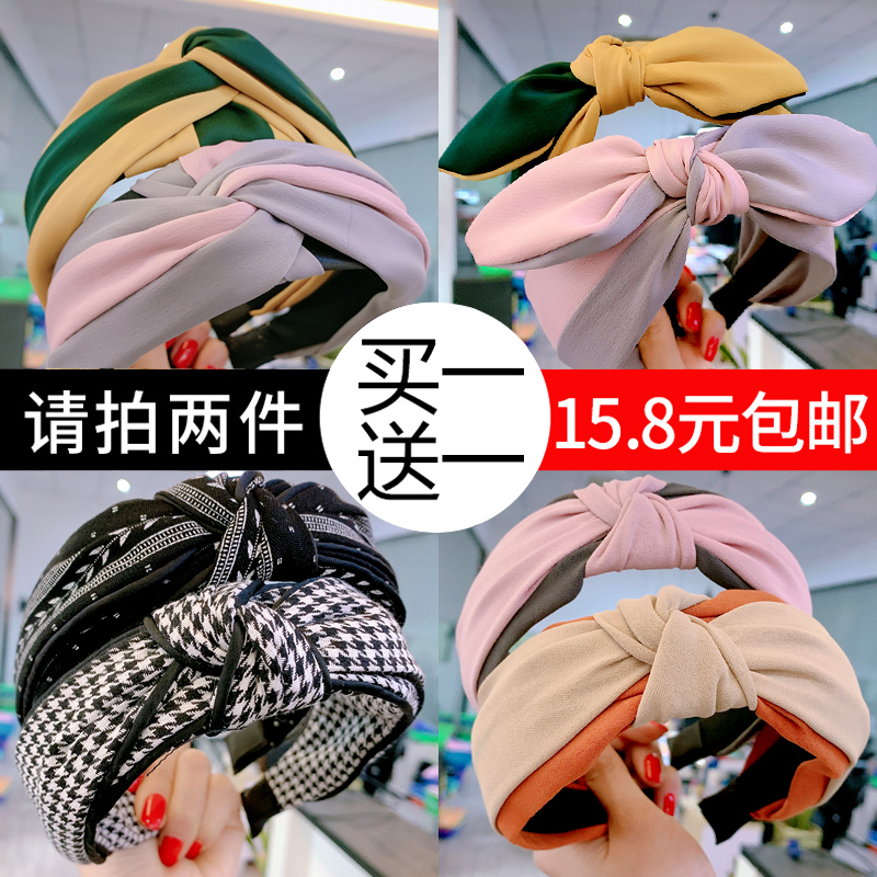 发箍头箍韩国简约宽边蝴蝶结个性发饰发窟头箍韩版百搭女发卡压发(用5元券)