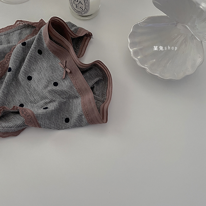 波点麻灰色莫代尔柔软三角内裤女