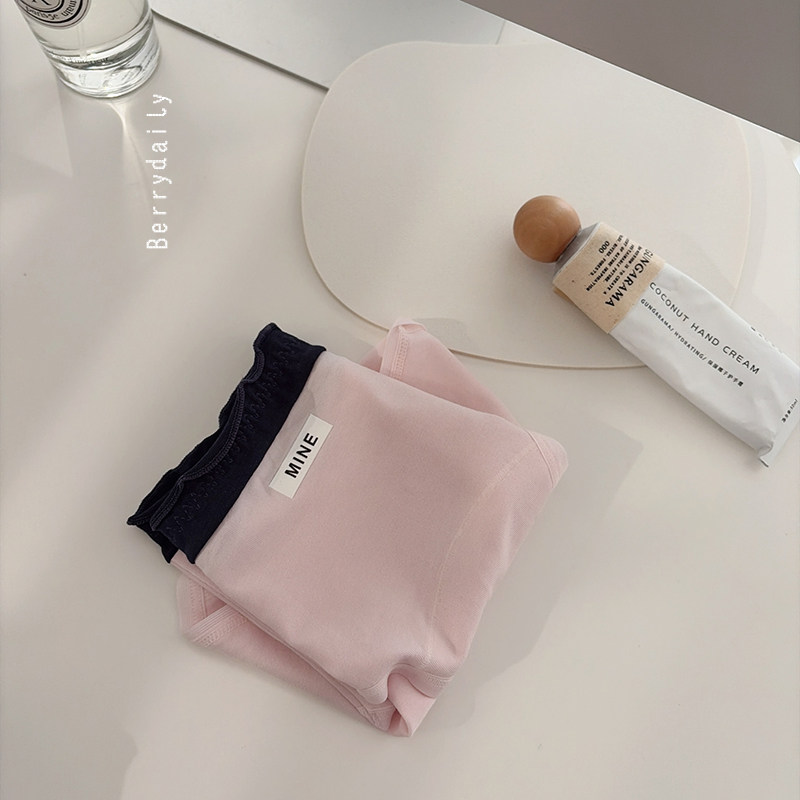 韩系小标标~加长裆拼色棉质透气柔软内裤女生中腰包臀三角裤INS