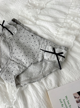 不想说晚安，灰色纯棉波点内裤