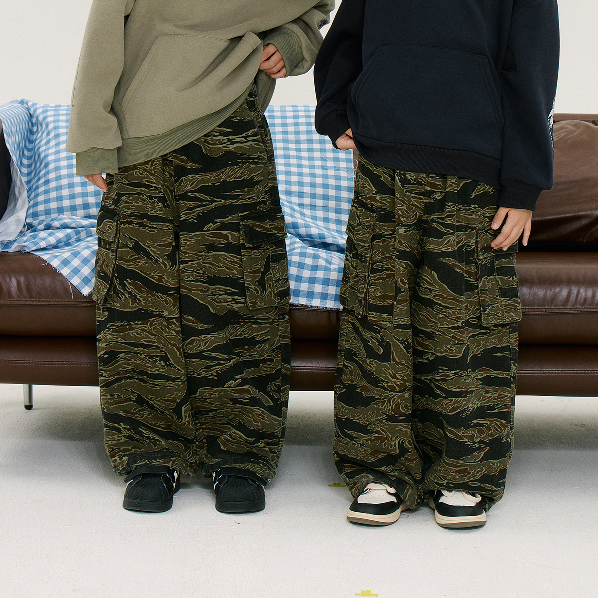 帅气加绒迷彩工装长裤儿童裤子收口可调节松紧腰男女童装儿童裤子