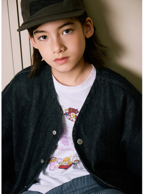 好品质牛仔简约外套条纹内里休袖子卷边更好看童装儿童上衣春秋