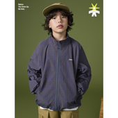 春秋夏紫色格子拉链外套儿童宝宝上衣男女童装 宽松百搭百搭