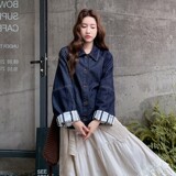 2C270-2876-P145-K198袖口拼接条纹牛仔外套，女装短外套，2C270