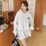 C270-2782-P145-K198慵懒风连帽套头卫衣带裙摆上衣，女装卫衣/绒衫，2C270